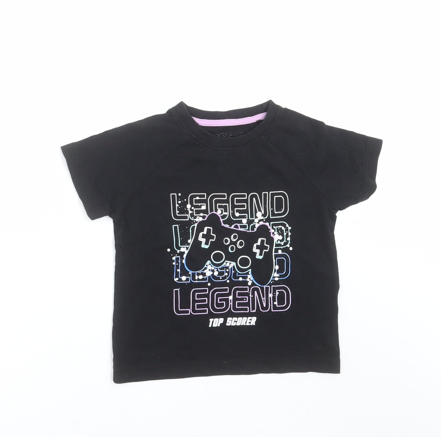 Matalan Boys Black   Basic T-Shirt Size 5 Years  - gaming