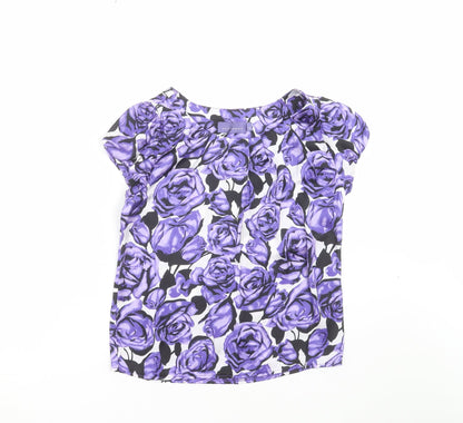 Preloved Autonomy Womens Purple Floral  Basic Blouse Size 10 - Front