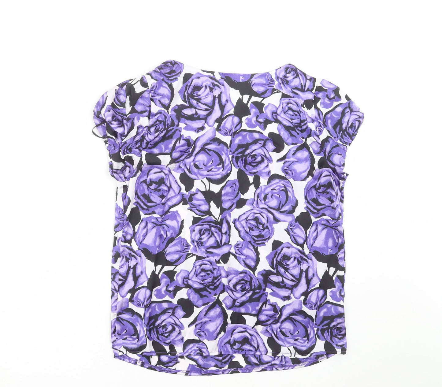 Autonomy Womens Purple Floral  Basic Blouse Size 10