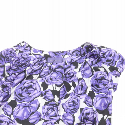 Preloved Autonomy Womens Purple Floral  Basic Blouse Size 10 - Detail
