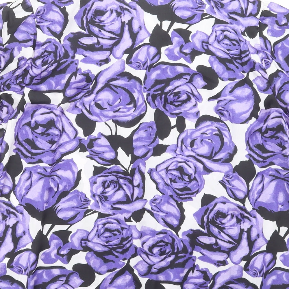 Autonomy Womens Purple Floral  Basic Blouse Size 10