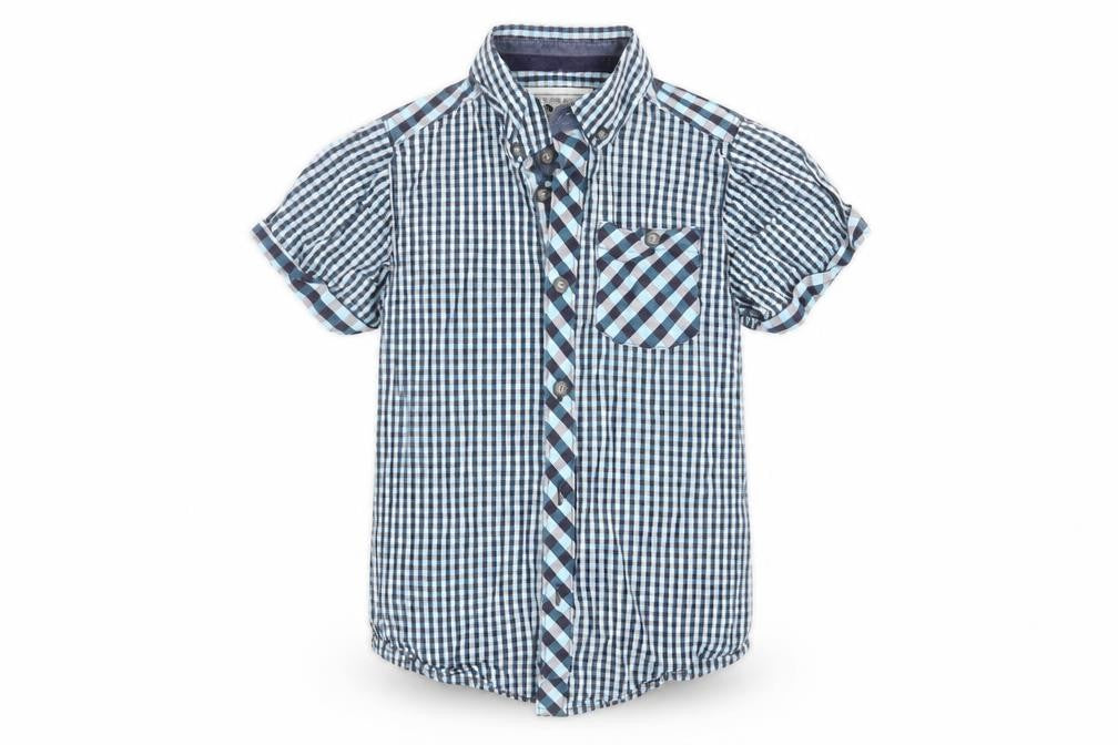 Matalan Boys Blue Check  Basic Button-Up Size 6-7 Years