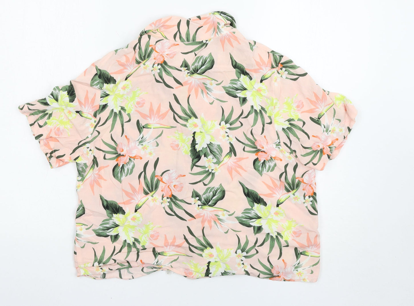 H&M Womens Pink Floral  Basic Button-Up Size 12
