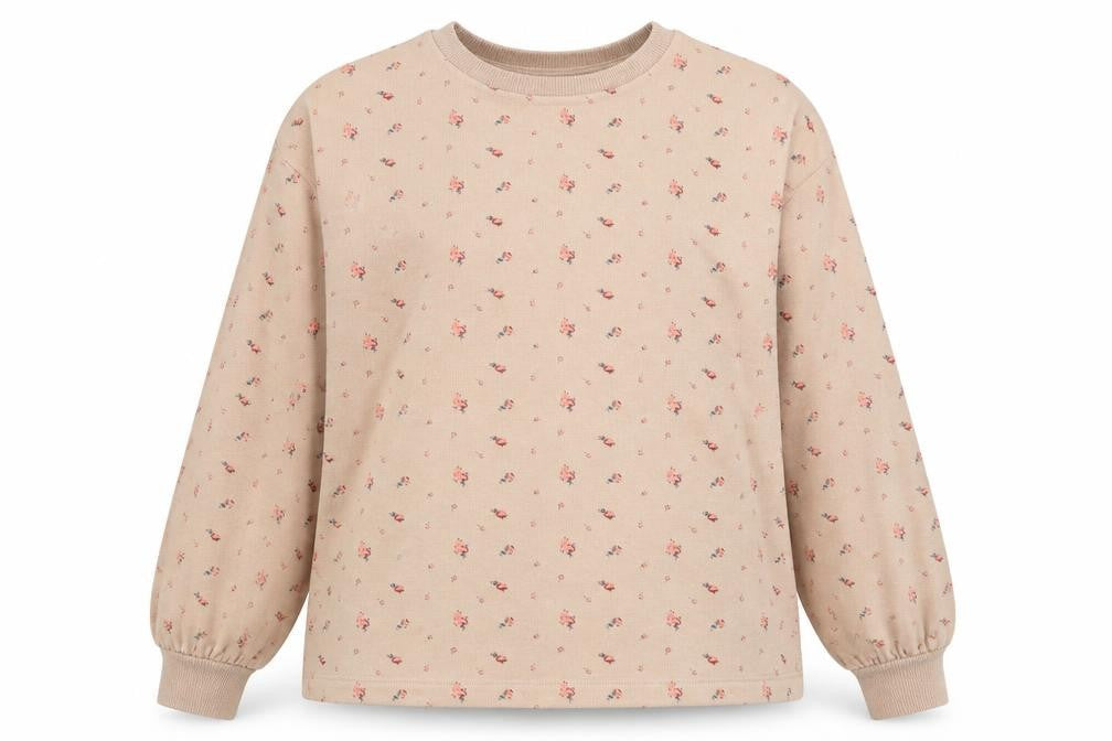 George Womens Beige Floral  Pullover Sweatshirt Size L