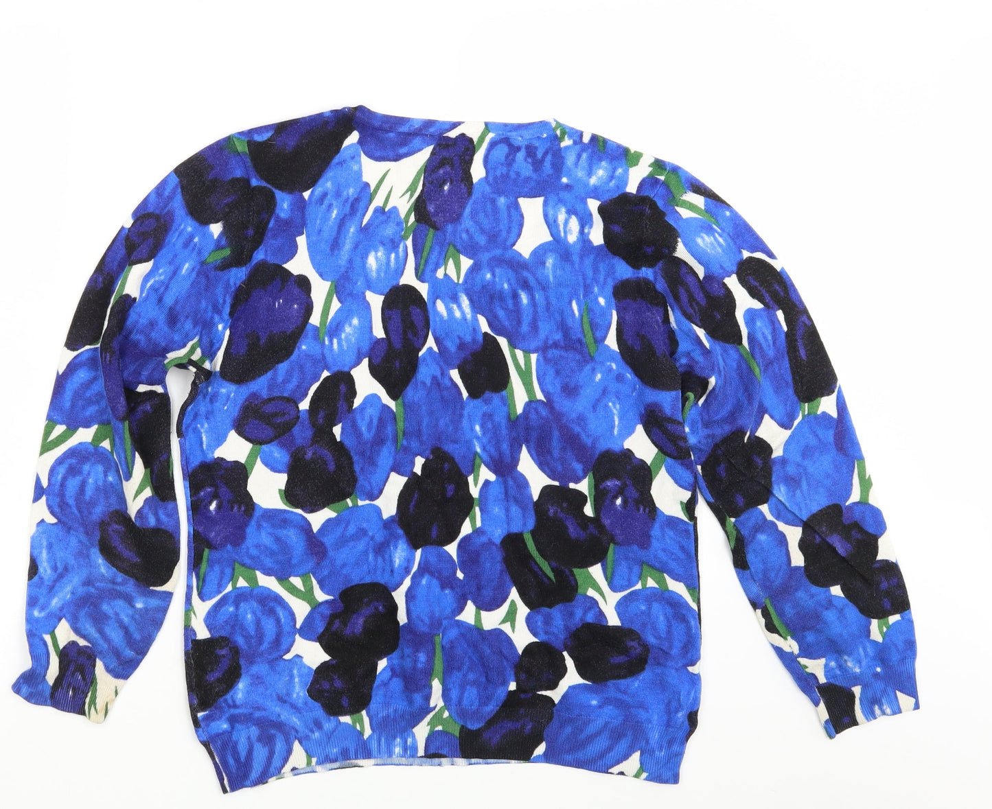 Preworn Womens Blue Floral  Pullover Jumper One Size