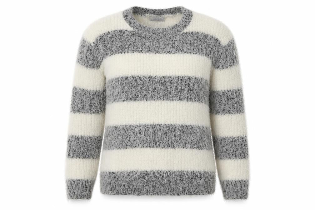 good luck Womens Grey Striped  Pullover Sweatshirt Size XL