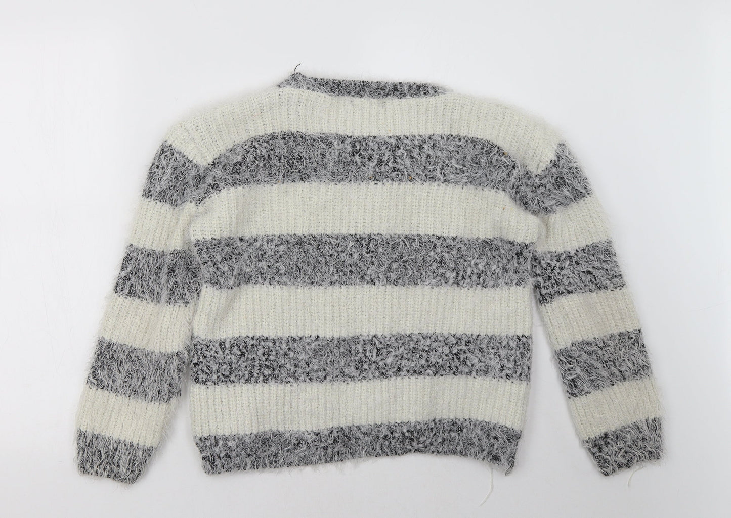 good luck Womens Grey Striped  Pullover Sweatshirt Size XL