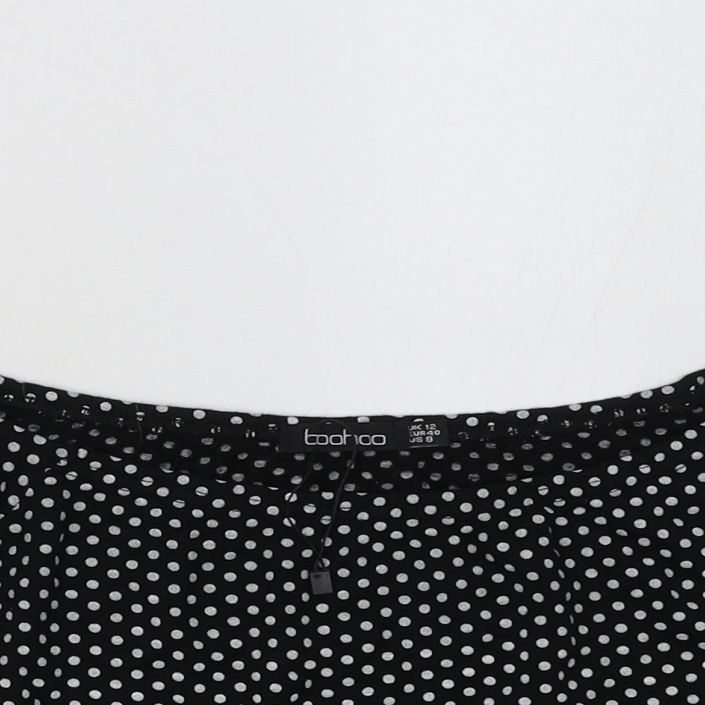 Boohoo Womens Black Polka Dot  Cropped Tank Size 10