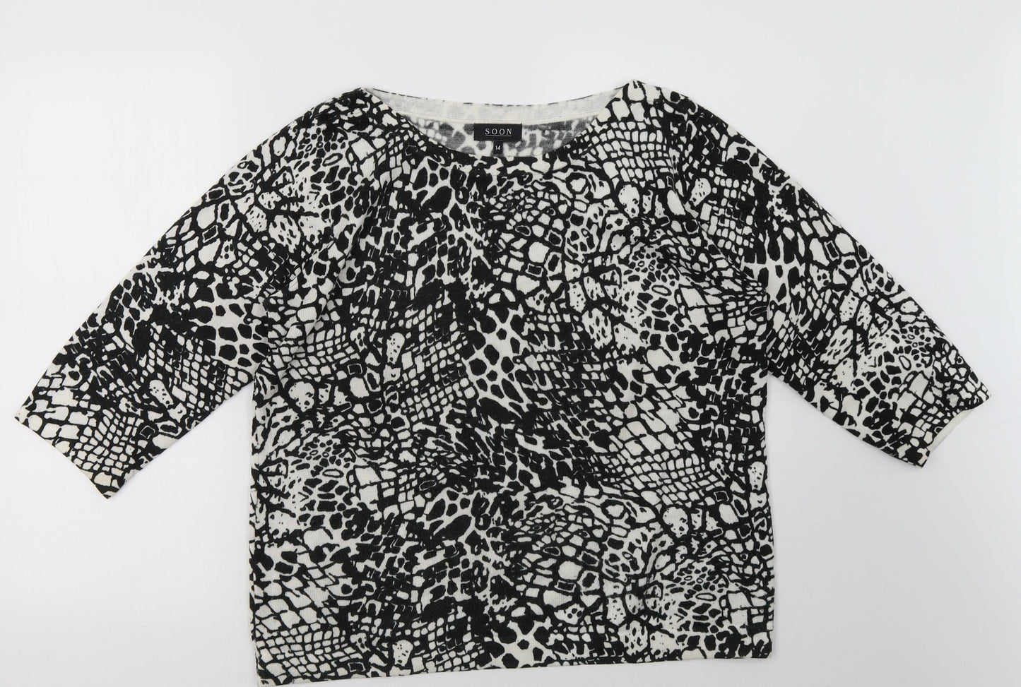 Matalan Womens White Geometric  Pullover Sweatshirt Size 14
