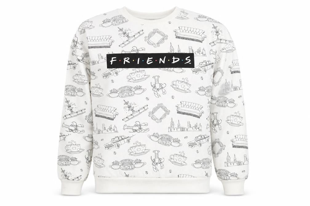 Primark Womens White Geometric  Pullover Jumper Size XS  - Friends Central Perk