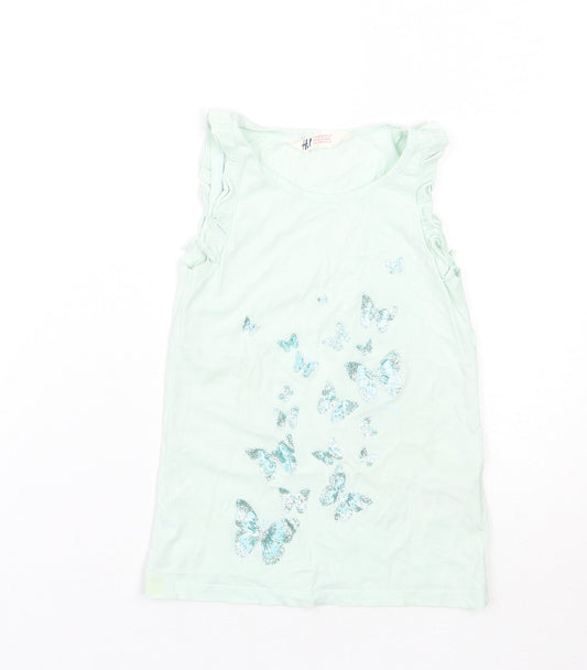 H&M Girls Blue Animal Print  Basic Tank Size 8 Years