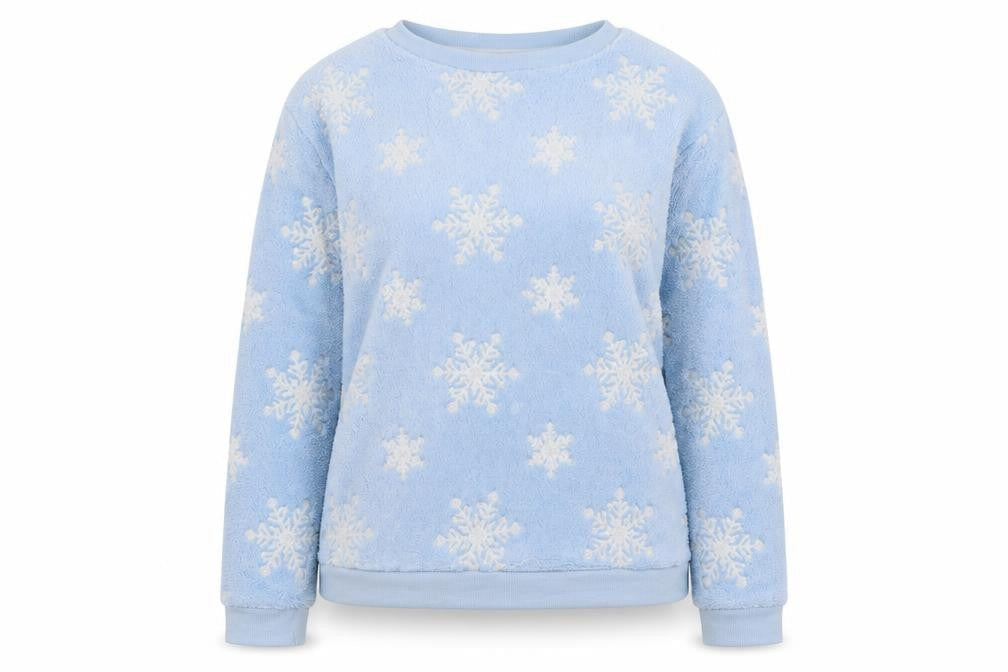 love to lounge    Womens Blue   Pullover Jumper Size L  - Snow Flakes