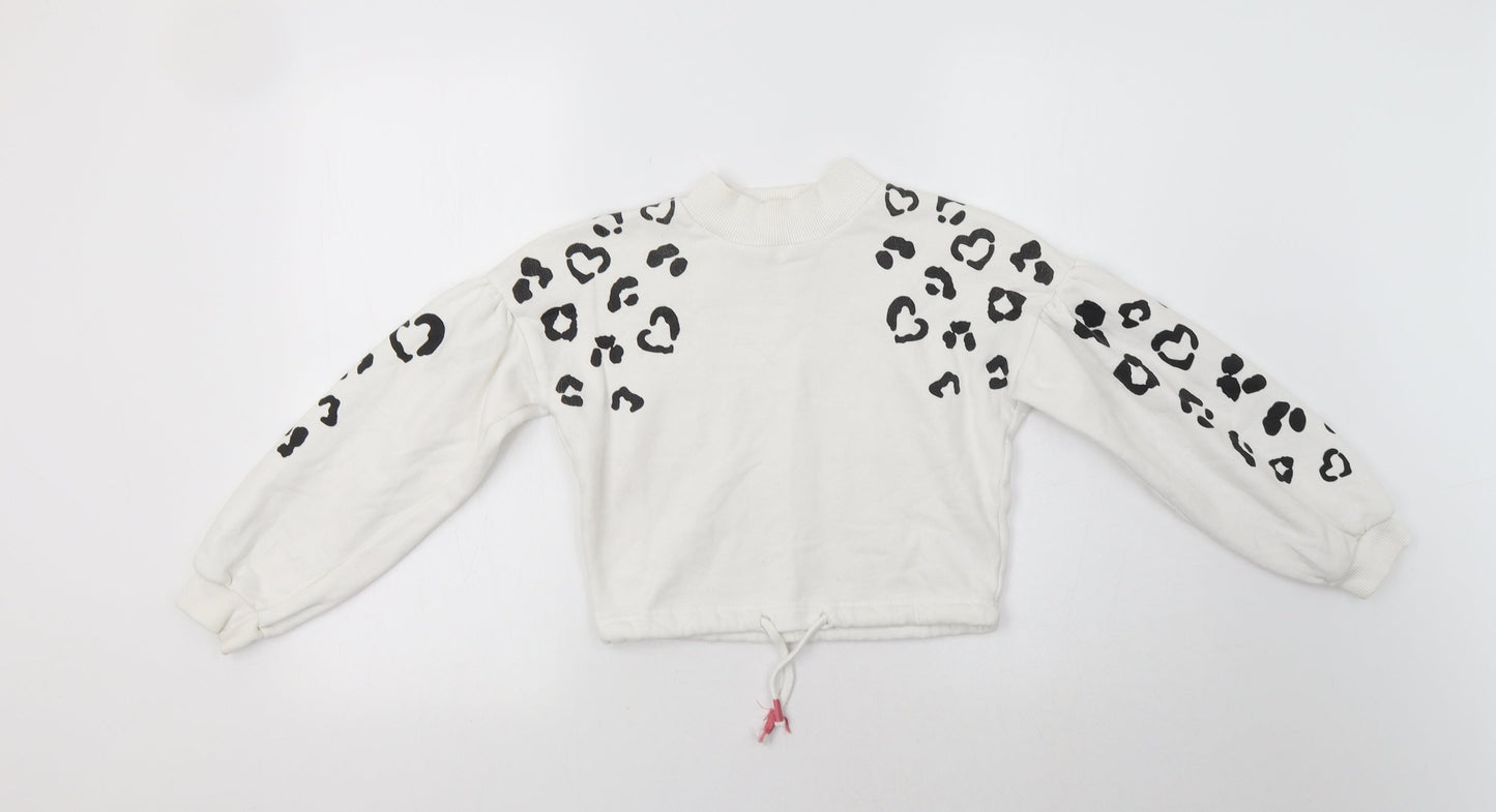 Nutmeg Girls White Animal Print  Pullover Sweatshirt Size 9-10 Years