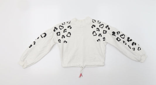 Nutmeg Girls White Animal Print  Pullover Sweatshirt Size 9-10 Years