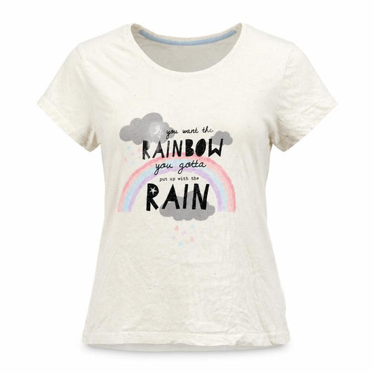 F&F Womens Ivory   Basic T-Shirt Size 6  - Rainbow