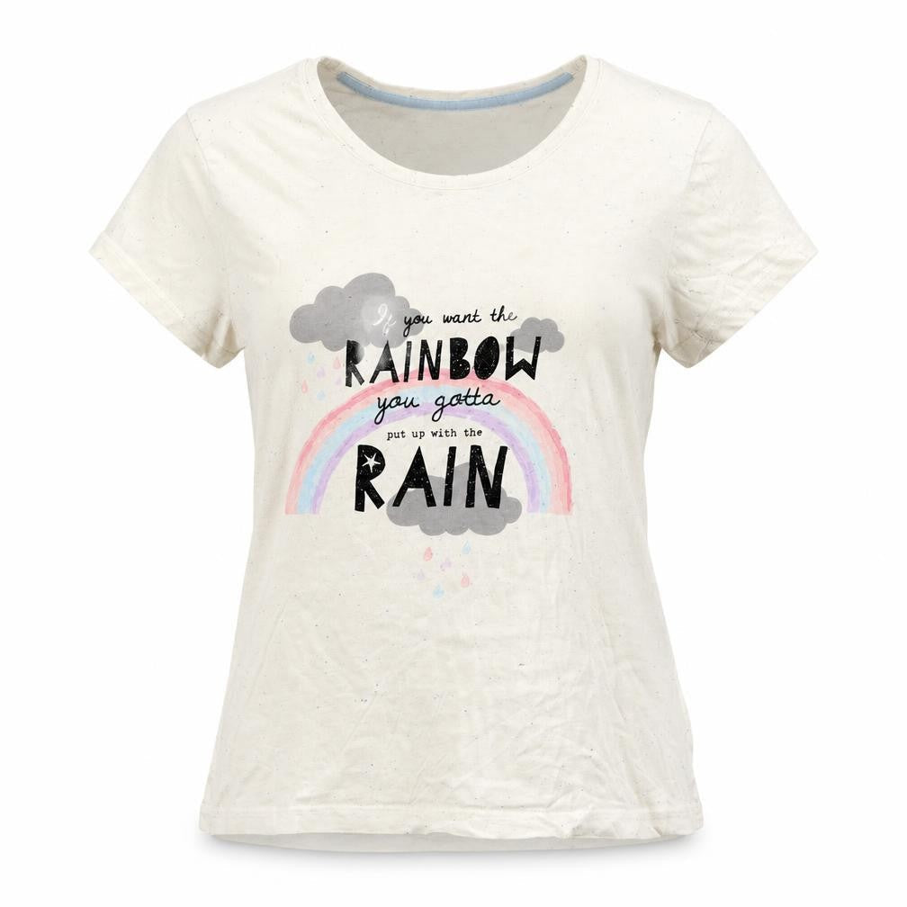 F&F Womens Ivory   Basic T-Shirt Size 6  - Rainbow