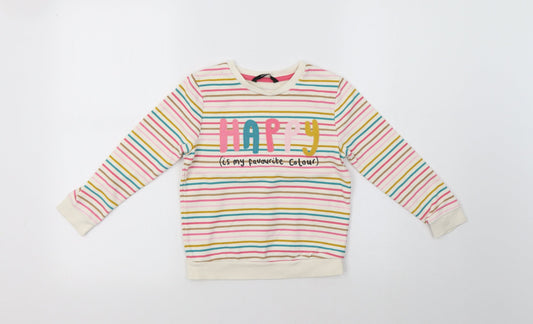 George Girls Multicoloured Striped  Pullover Sweatshirt Size 5-6 Years  - Happy