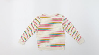 Preloved George Girls Multicoloured Striped  Pullover Sweatshirt Size 5-6 Years  - Happy - Back