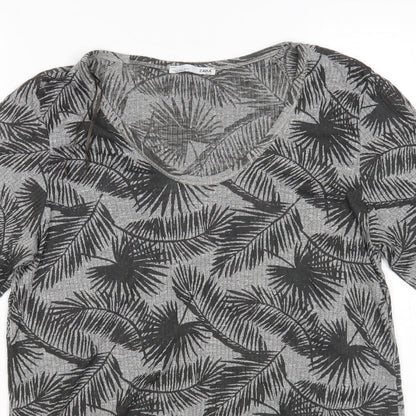 Zara Womens Grey Floral  Basic T-Shirt Size S
