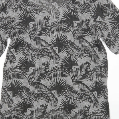 Zara Womens Grey Floral  Basic T-Shirt Size S