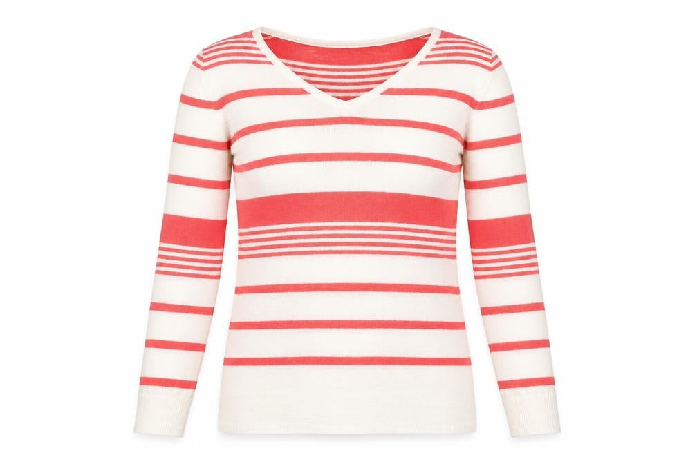 EAST Womens White Striped  Basic T-Shirt Size XS