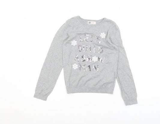 H&M Girls Grey   Pullover Jumper Size 7-8 Years