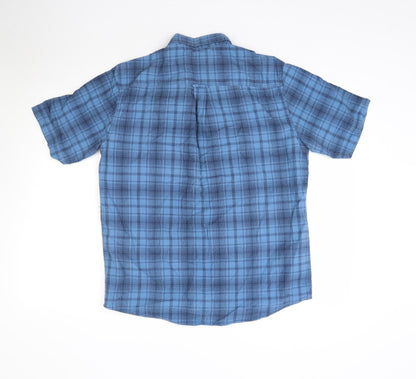 Preloved P.G. Field Mens Blue Plaid   Button-Up Size M - Back