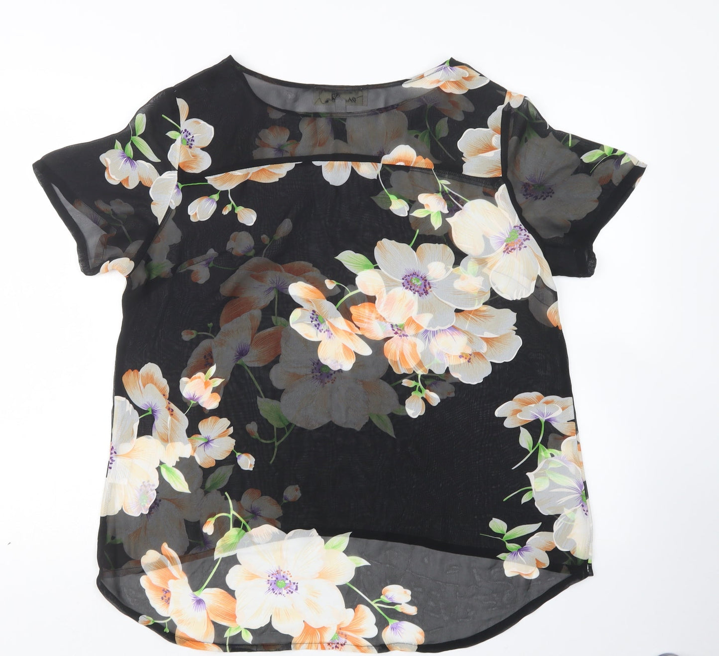Urmonda Womens Black Floral  Basic Blouse Size 14