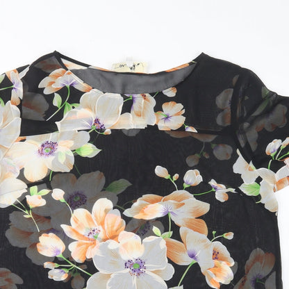 Urmonda Womens Black Floral  Basic Blouse Size 14