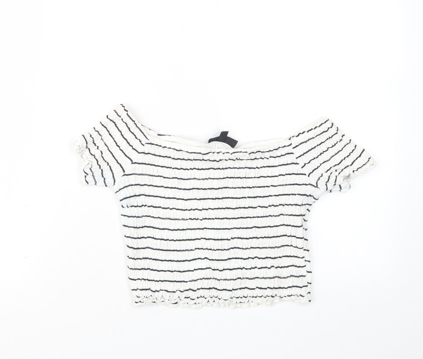 Topshop Womens Blue Striped  Cropped T-Shirt Size 10