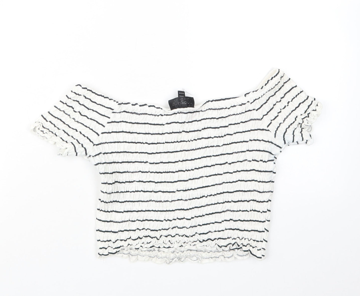 Topshop Womens Blue Striped  Cropped T-Shirt Size 10