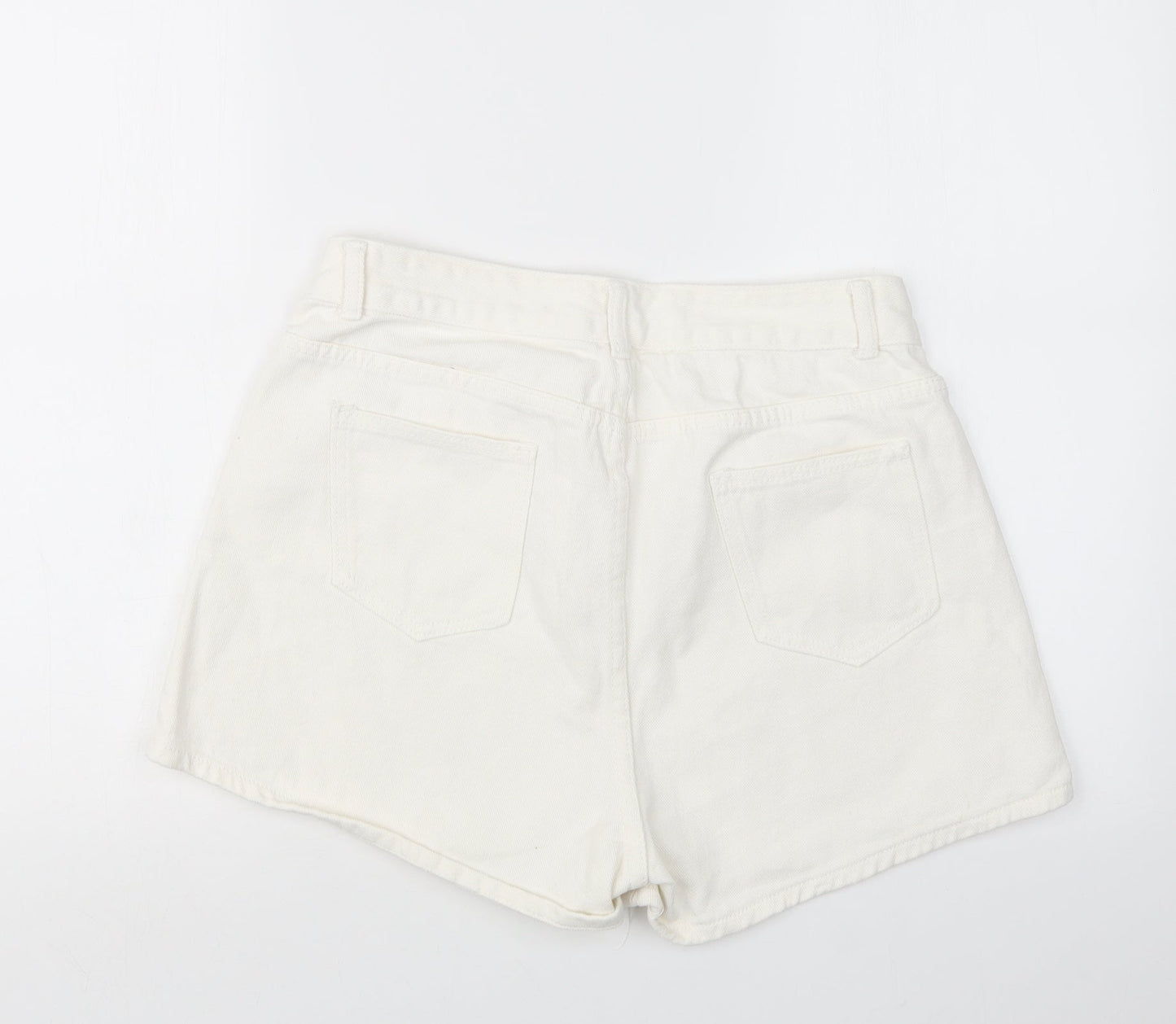 SheIn Womens White  Denim Boyfriend Shorts Size L