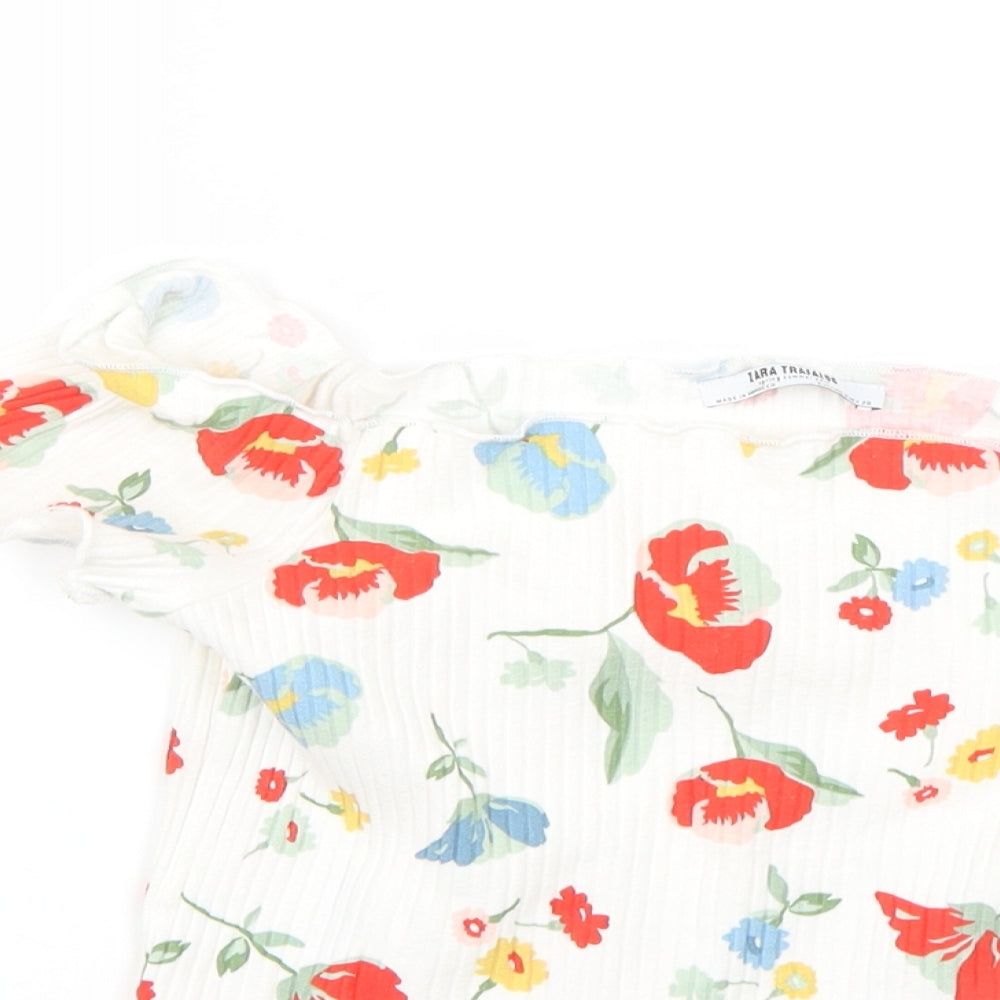 Zara Womens Multicoloured Floral  Basic Blouse Size M