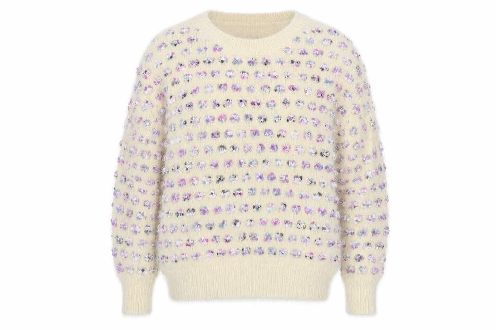 QED London Womens White Polka Dot Knit Pullover Jumper Size S