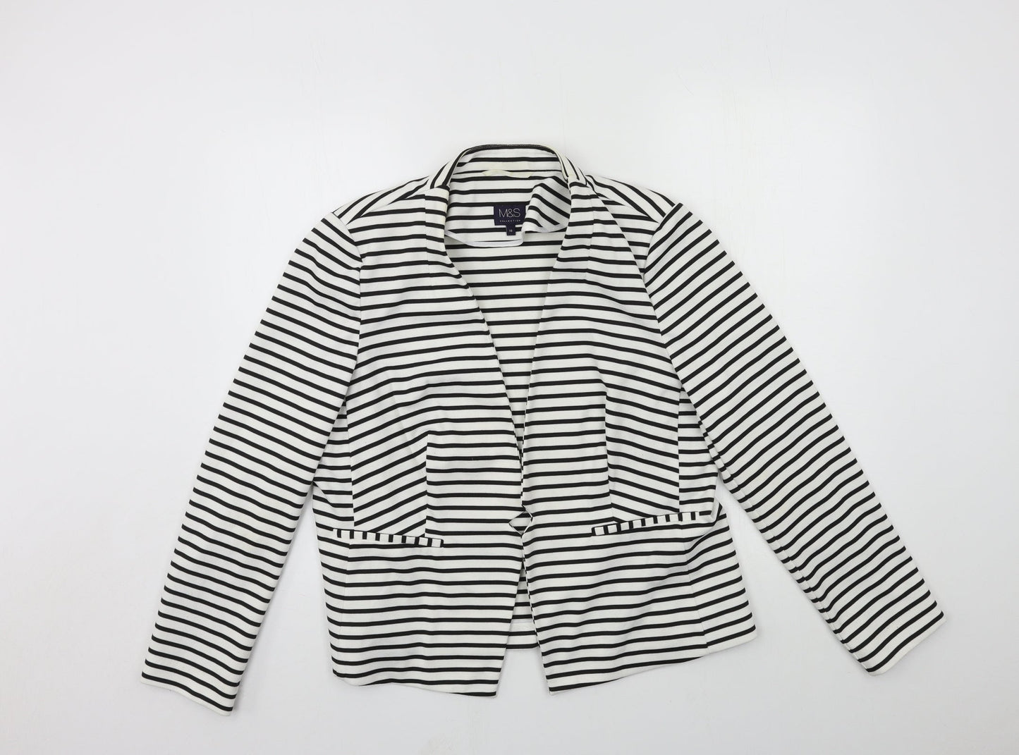 Marks and Spencer Womens White Striped  Jacket  Size 18