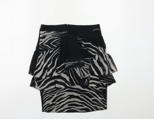Zara Womens Black Animal Print  Straight & Pencil Skirt Size XS