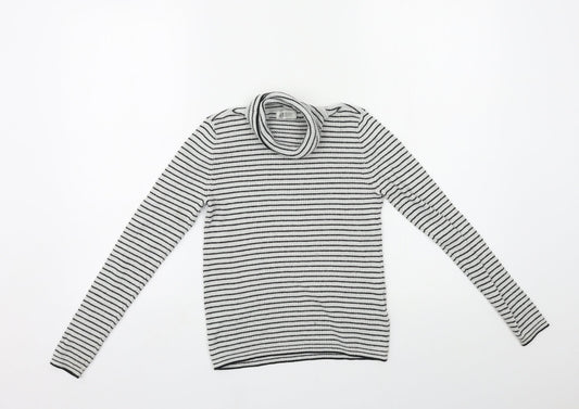 H&M Girls Black Striped Knit Pullover Jumper Size 11-12 Years