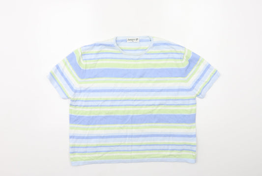 Jumper Womens Blue Striped Knit Pullover Jumper Size XL