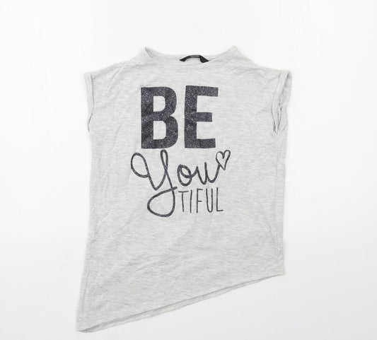 George Girls Grey   Basic T-Shirt Size 7-8 Years