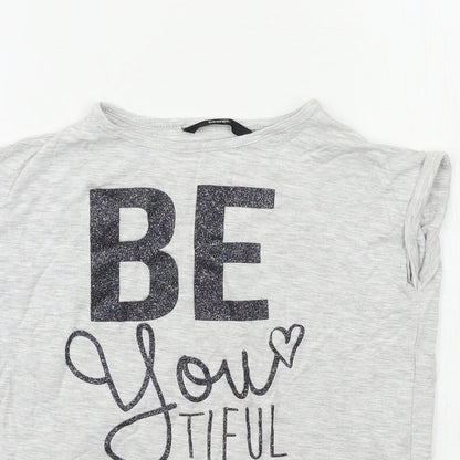 George Girls Grey   Basic T-Shirt Size 7-8 Years