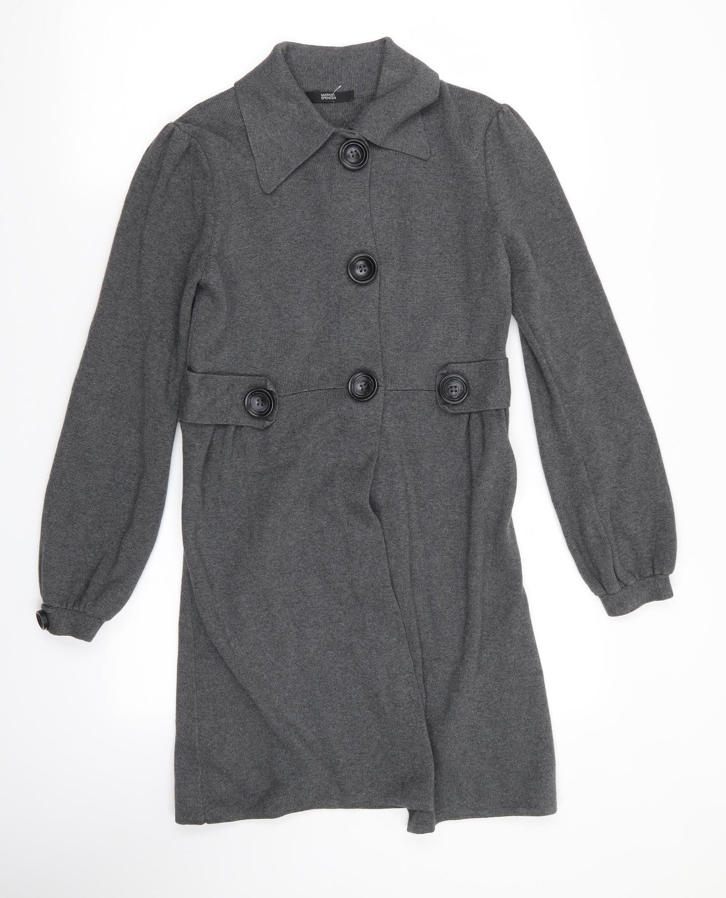 M&S Womens Grey   Overcoat Coat Size 10