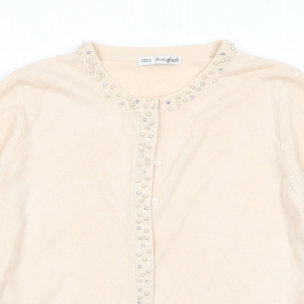 M&S Womens Beige   Cardigan Jumper Size 12