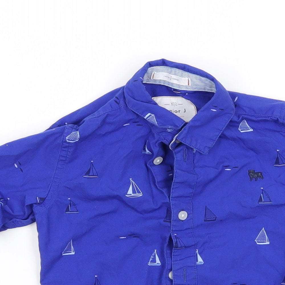 junior j Boys Blue Geometric  Basic Button-Up Size 3-4 Years