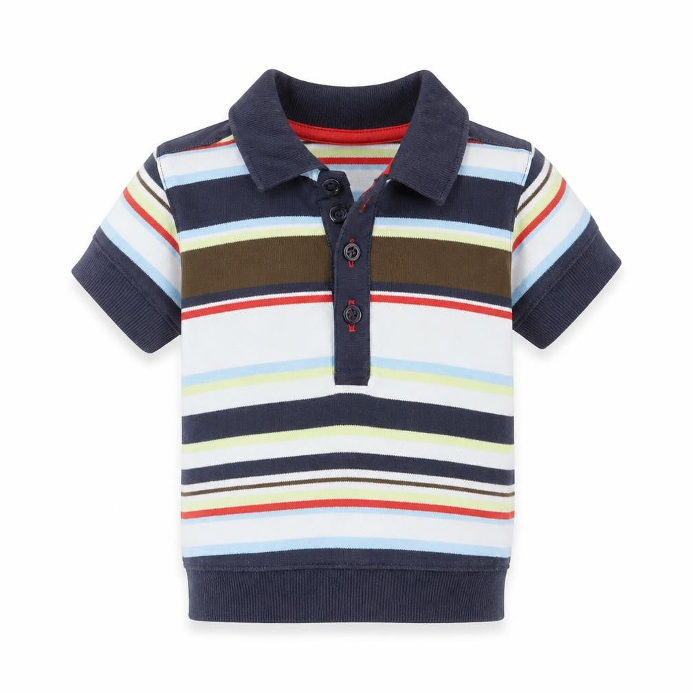 Next Boys Blue Striped  Basic Polo Size 12-18 Months
