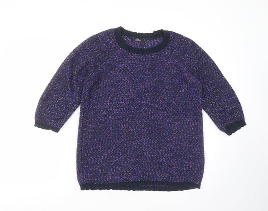 BM COLLECTION Womens Purple  Knit Pullover Jumper Size S
