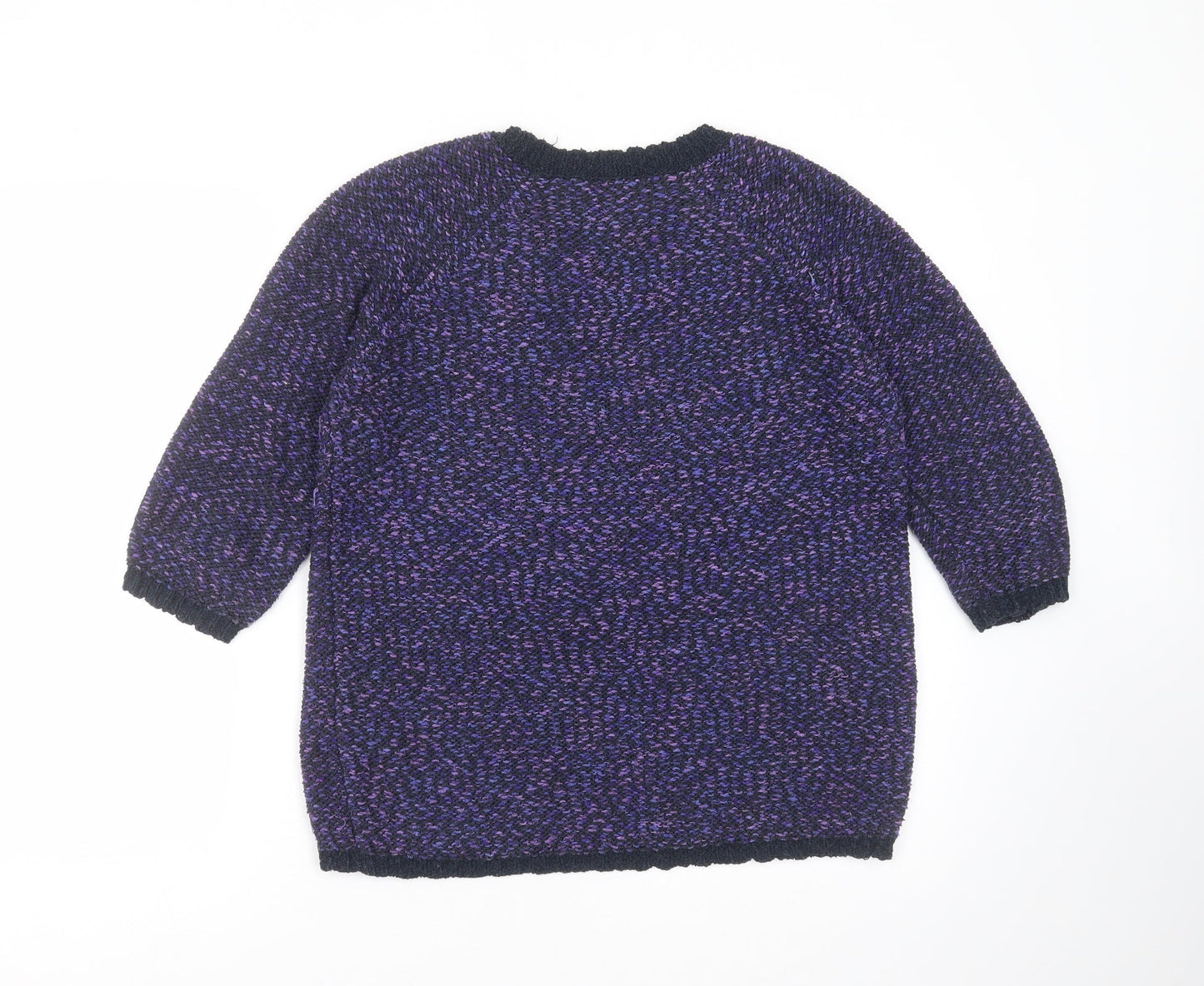 BM COLLECTION Womens Purple  Knit Pullover Jumper Size S