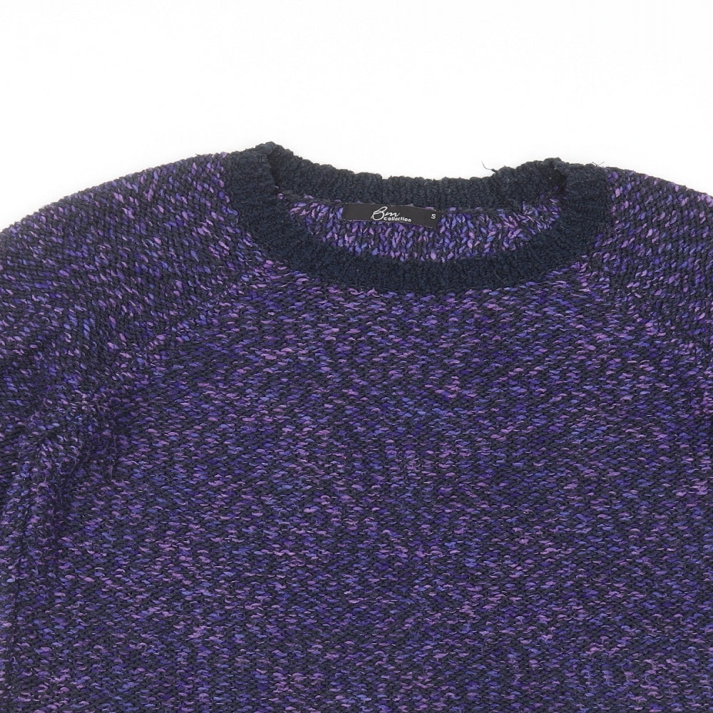 BM COLLECTION Womens Purple  Knit Pullover Jumper Size S