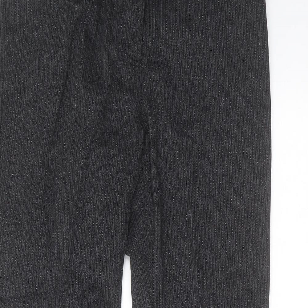 Marks and Spencer Womens Grey Striped Denim Straight Jeans Size 8 L28 in - short Leg