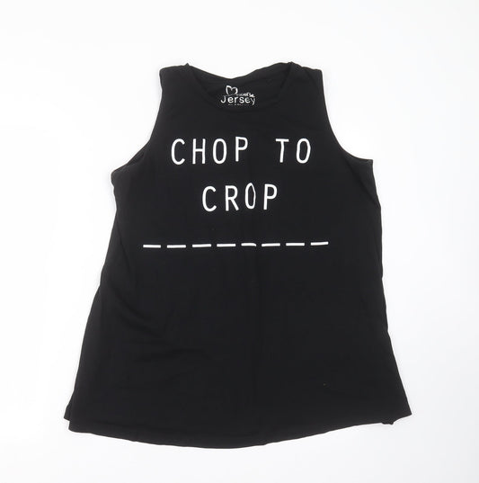 Label Be Womens Black   Basic Tank Size 18  - chop to crop