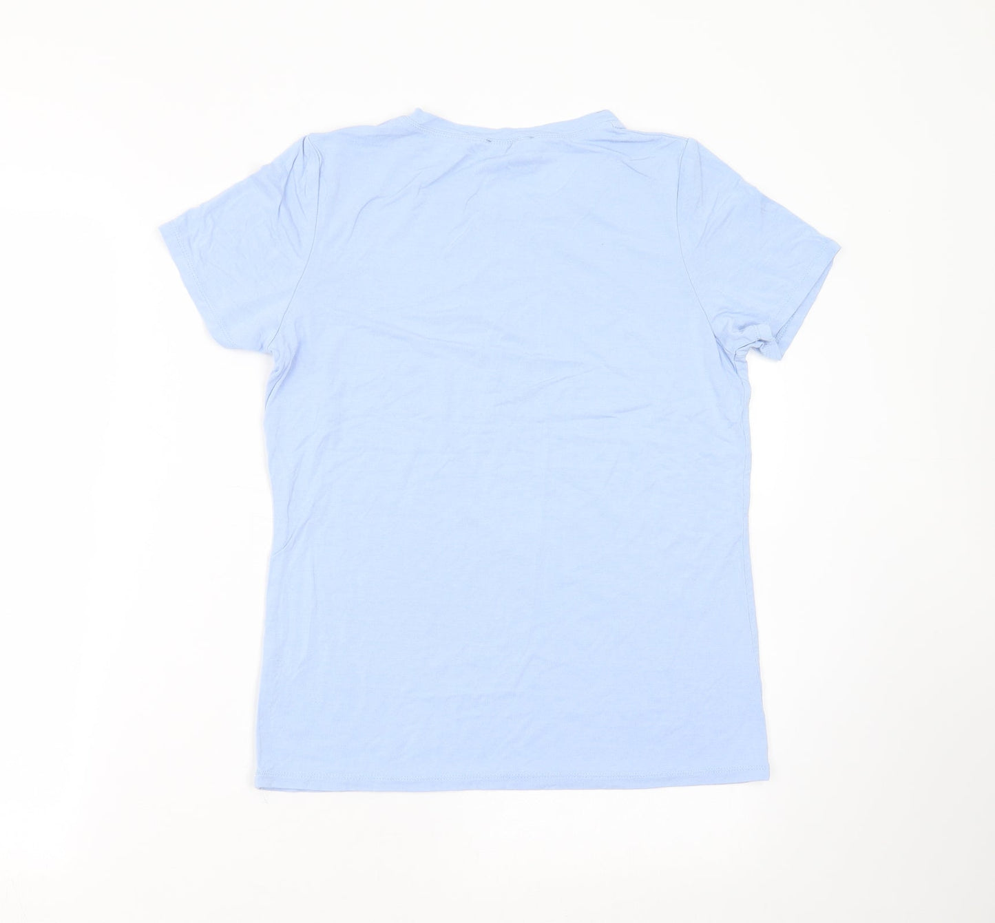anna rose Womens Blue Geometric  Basic T-Shirt Size S  - beaded